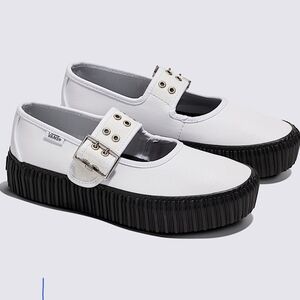 Vans White and Black Mary Jane Sneakers